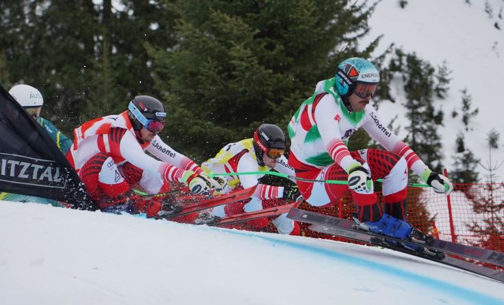 Thomas Mayrpeter (rechts) wird im Pitztal Staatsmeister im Skicross Foto: ÖSV/Karlheinz Wieser