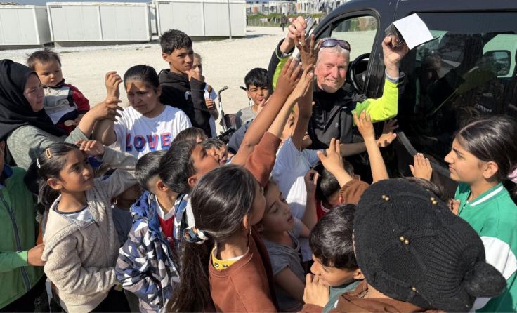 Jorgos Trompeter in einem Flüchtlingslager in Griechenland. (Foto: privat)