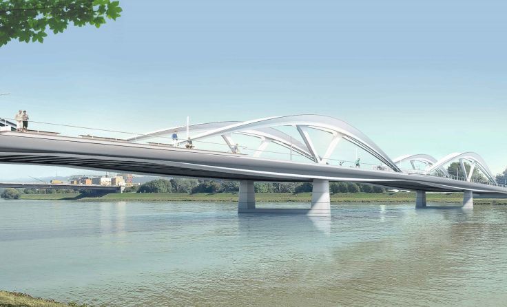 Im Herbst 2020 soll die neue Brücke fertiggestellt sein. Foto: Arge KMP-Mimram