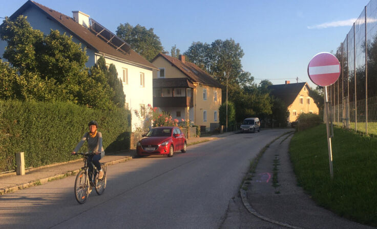 In der Brucknerstraße ist das Fahren nur in eine Richtung erlaubt. (Foto: Grüne Neuhofen)