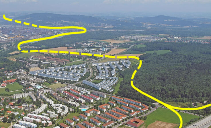 Die geplante Trasse der Ostumfahrung (Foto: Pertlwieser)