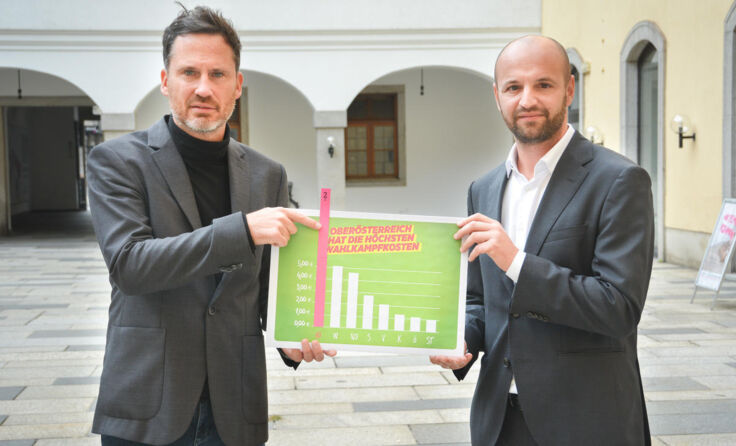 Der Klubobmann der Linzer Grünen, Helge Langer und LAbg. Severin Mayr. (Foto: Grüne)