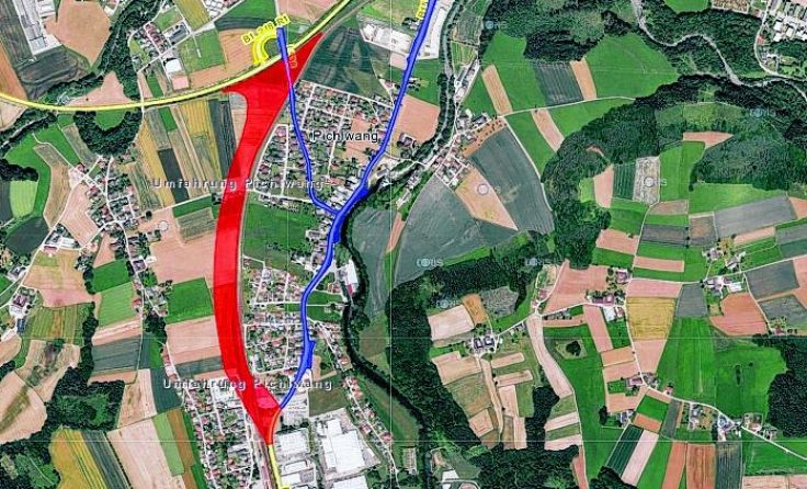 Die Umfahrung wird die Bahnstrecke unterqueren. Grafik: Land OÖ