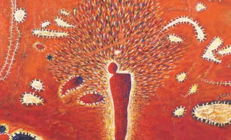Ausschnitt aus „Oranges Flämmleraufstromfeld“ von Gunter Damisch