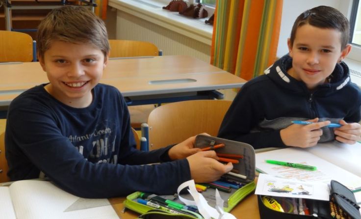 Die Schüler Markus Maschke (li.) und Lukas Daurer beim Methodenkompetenztraining. Foto: NMS Wallsee
