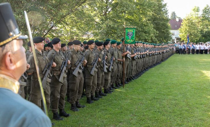 Die angetretene Truppe des Einrückungstermins Juli 2019 Foto: Wolf Dieter Haselsteiner