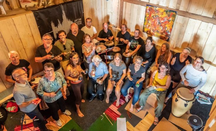 Freude bei Teilnehmern und Referenten bei Drums on Mountain. Foto: Gerhard Konecky