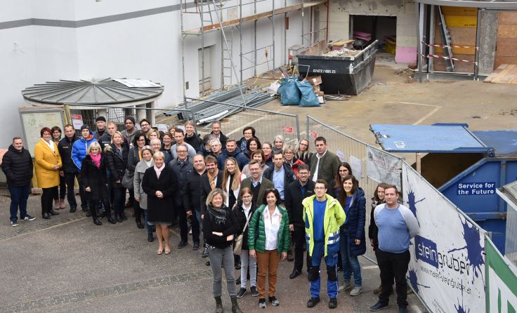 Bei der Gleichenfeier des Amstettner Rathauses Foto: Stadtgemeinde Amstetten