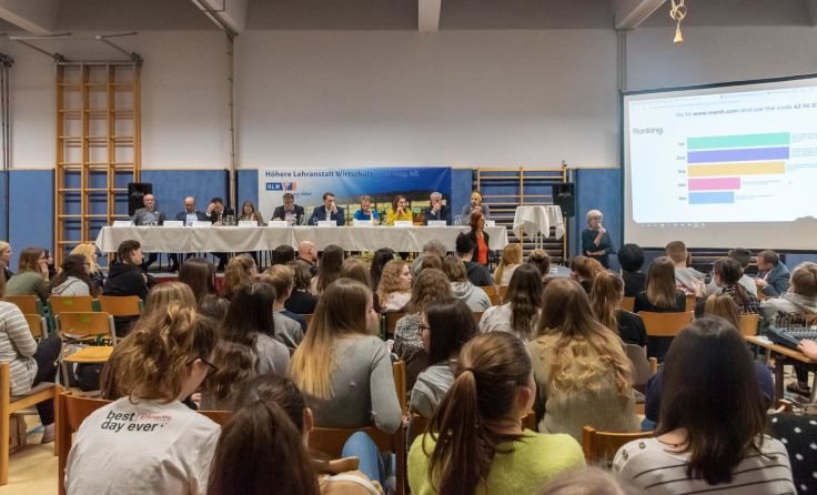 Eine anregende Podiumsdiskussion am Klimatag der HLW Haag Foto: Christina Rabl