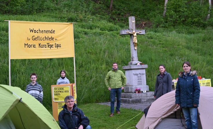 Das Protestcamp der Aktivistengruppe auf der Missionswiese (Foto: privat)