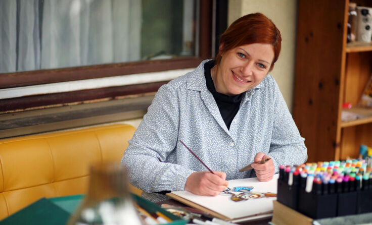 Die Gestalterin des Buches „Die Honigpunktmaus“, Bettina Planyavsky (Foto: www.weinfranz.com)