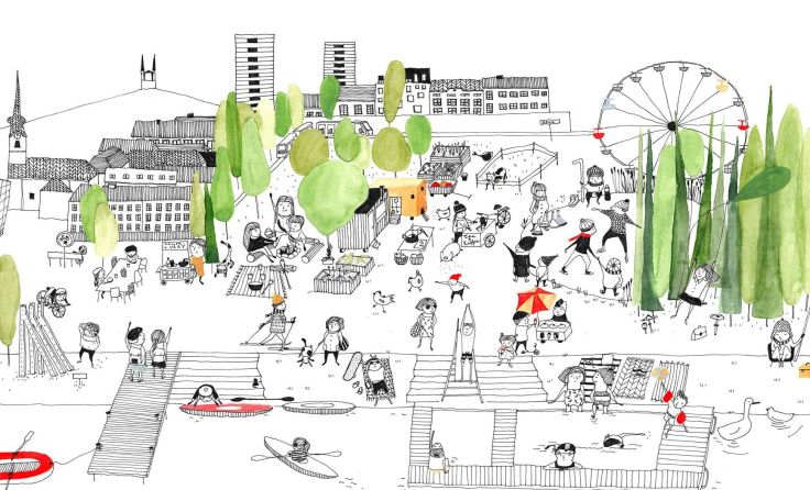 Die kreative Illustration des neuen Urfahrmarktgeländes von Katja Seifert