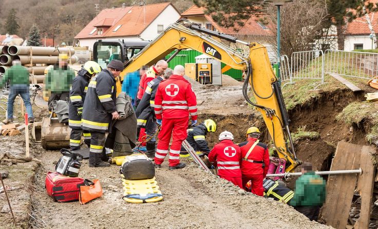 Aufwändige Bergungsaktion auf einer Baustelle in Senftenberg Foto: BFK-Krems/ M. Wimmer