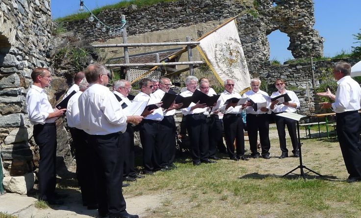 Der Männerchor Senftenberg auf der Burgruine Senftenberg. Foto: Männerchor Liedertafel Senftenberg