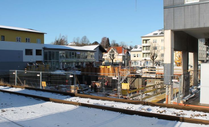 Die Bauarbeiten im Wieselburger Stadtzentrum schreiten voran. (Foto: Brandt)