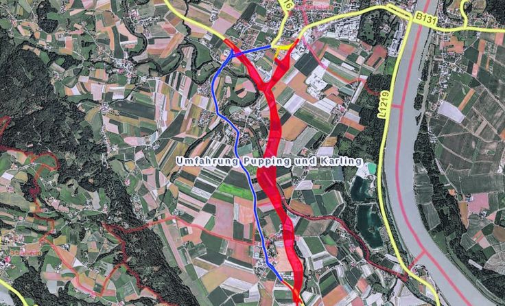 Die Trassenverordnung für den Abschnitt Pupping-Karling ist beschlossene Sache. Grafik: Land OÖ