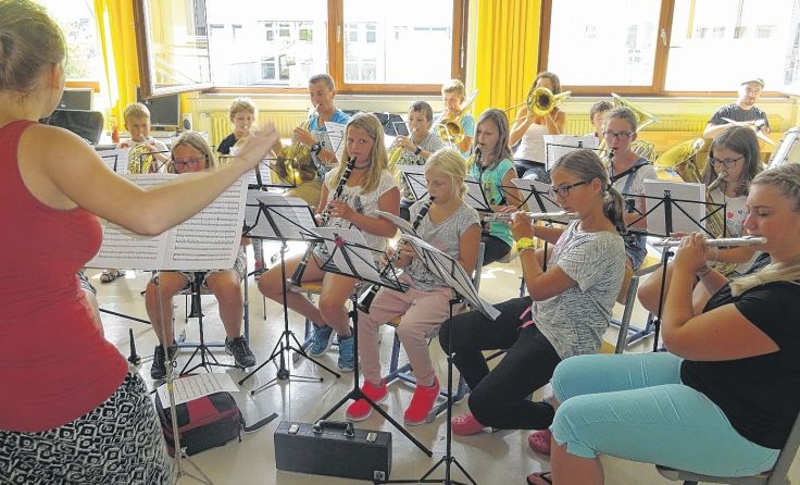 Während des Lagers wurde auch fleißig für das Abschlusskonzert geprobt. Foto: OÖBV Eferding