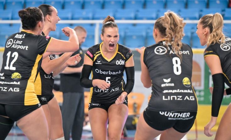 Jubel bei den Linzer Steelvolleys (Foto: GEPA pictures/Daniela Moser)