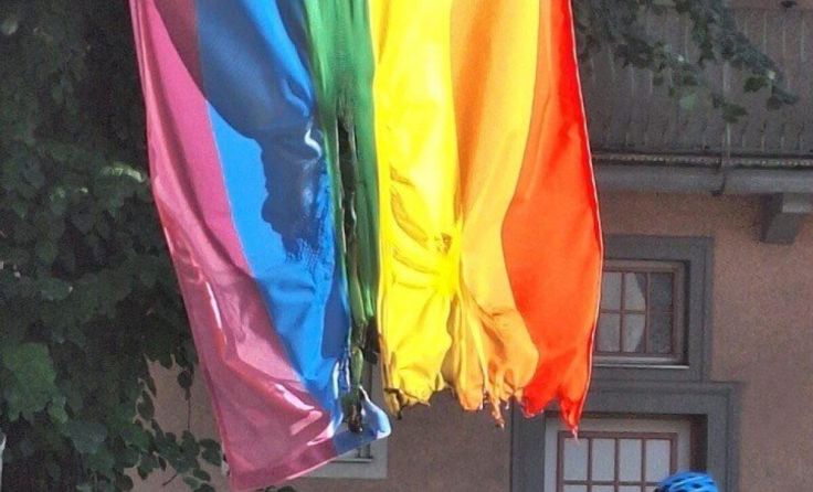 Die Regenbogenfahne beim Volkshaus Bindermichl wurde angezündet. (Foto: Privat)