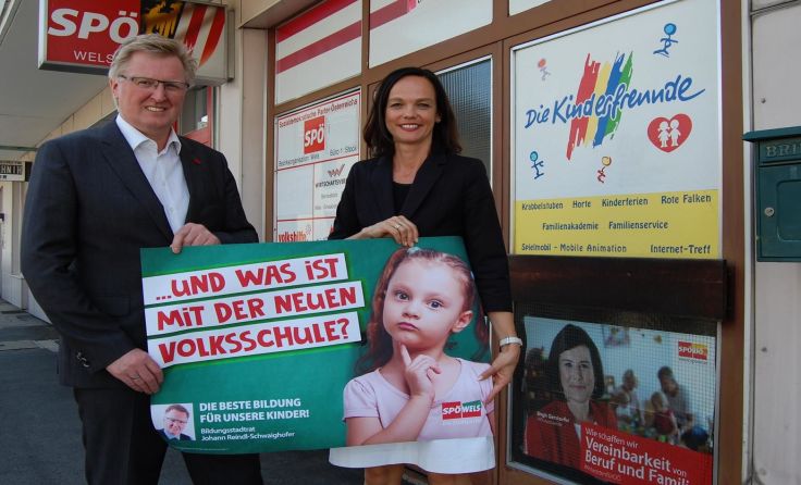 Johann Reindl-Schwaighofer und Sonja Hammerschmid fordern Bildungsgerechtigkeit. Foto: SPÖ
