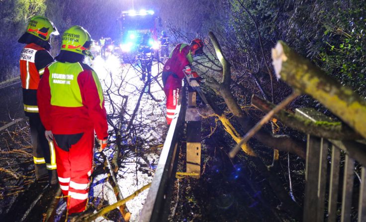 Umgestürzte Bäume und abgebrochen Äste blockierten die Wege. (Foto: laumat.at/Matthias Lauber)