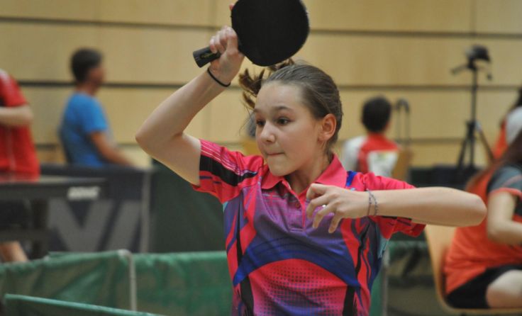 U11-Landesmeisterin Elena Pöll (Union Vorchdorf) zeigte auch in Dornbirn tolles Tischtennis.