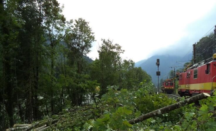 ÖBB-Bautrupps beim Beseitigen der Strumschäden Foto: ÖBB