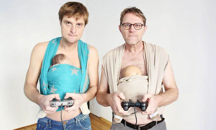 Daddies schief gewickelt: Martin Dreiling und Joachim Rathke Foto: R. Winkler
