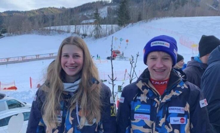 Cornelia Kastenhofer und Jona Steinkellner bei den Schülertestrennen. (Foto: Strudengaucup)