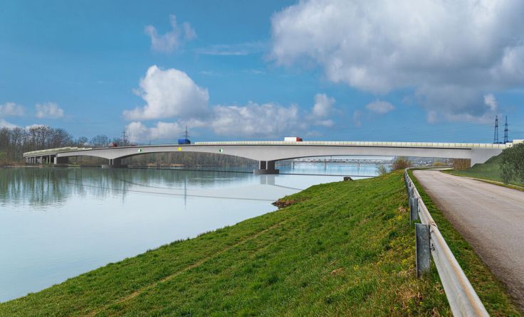 Visulaisierung der neuen Donaubrücke Mauthausen (Foto: Land OÖ / Mike Wolf / GeoConsult Wien)