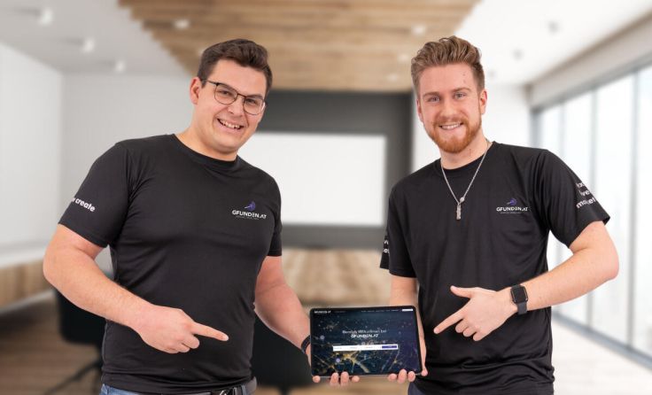 Florian Hausleitner und Lorenz Hofer präsentieren ihre neue Plattform gfunden.at (Foto: Crew8)