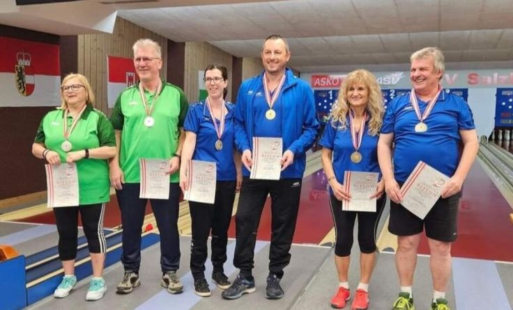 Bianca und Hannes Greiner holten Gold im Mixed-Bewerb. (Foto: Baumgartenberger Kegelprinzen)