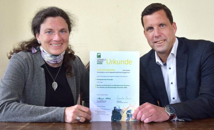 Freude bei Vizebgm. Ulrike Feichtinger und Bgm. Stefan Krapf (Foto: Stadtgemeinde Gmunden)