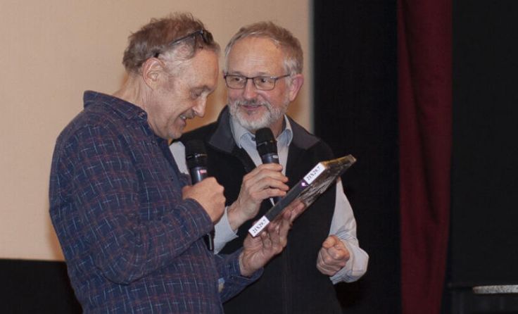 Josef Hader (l.) im Gespräch mit Kulturinitiative-Obmann Michael Kienesberger (Foto: A. Leitner)