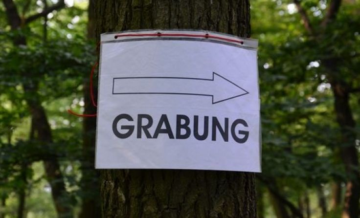 Wegweiser zur Grabung Foto: mai