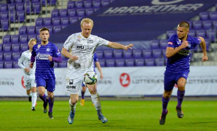David Peham (Mitte) sorgte für das 1:0. Foto: Andreas Haider/SKU Ertl Glas Amstetten