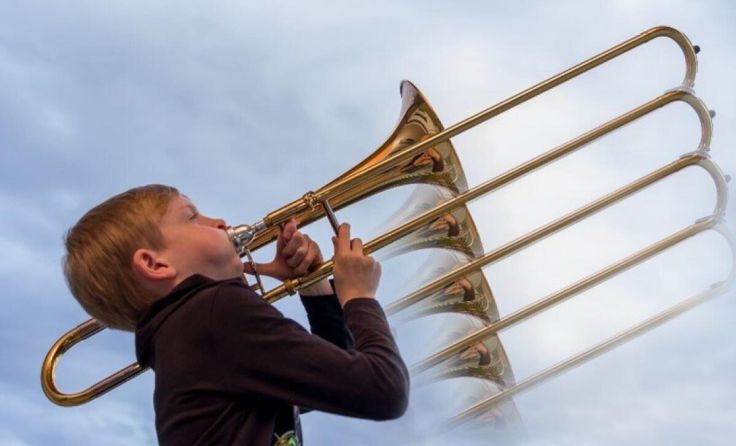 David Mager zeigt sein Können auf der Posaune (Foto: Sylvia Mager)