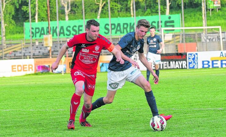 Grieskirchen (r. Matthias Leibetseder) besiegte Gmunden mit 1:0. Foto: Pirkes