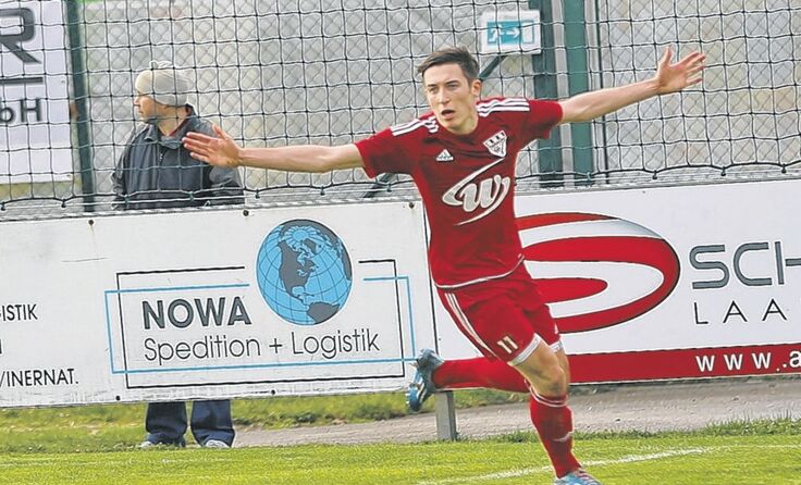 Florian Spitzer schoss SK Schärdings 2:1 gegen Esternberg. Foto: Hörmandinger