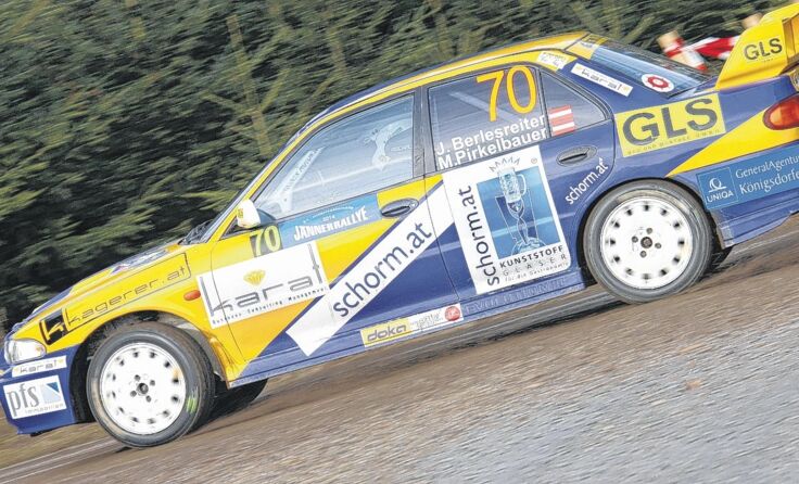 Jürgen Berlesreiter und Martin Pirkelbauer bei der Jännerrallye 2014. Foto: Tips