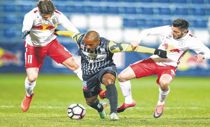Fabiano (M.) schoss den LASK bereits in der zwölften Minute in Führung. Foto: GEPA