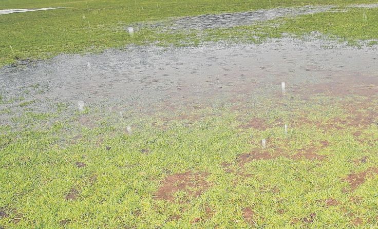 In keinem bespielbaren Zustand war die Wiese in Bad Ischl. Foto: Hörmandinger