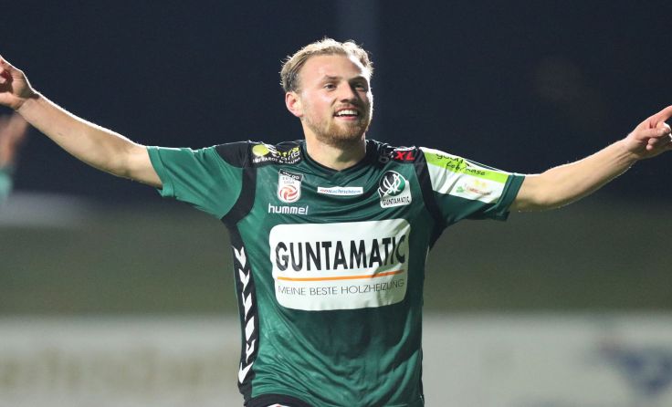 Berechtigter Jubel: SV Rieds Doppeltorschütze Julian Wießmeier Foto: GEPA