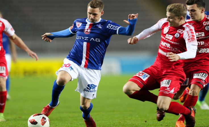 Manuel Krainz schoss Blau-Weiß beim OÖ-Derbysieg in Führung. Foto: GEPA