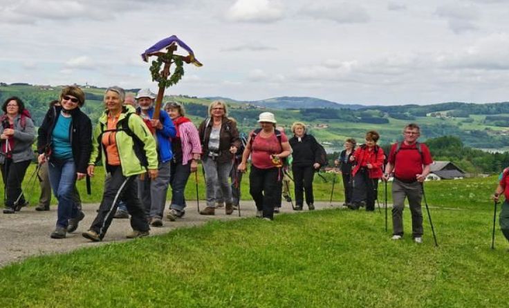 Die Pilger machen sich auf den Weg nach St. Wolfgang. Foto: Litzlbauer