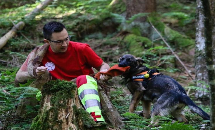 Mit viel Einsatz trainierte die Eberschwanger Rettungshundestaffel.