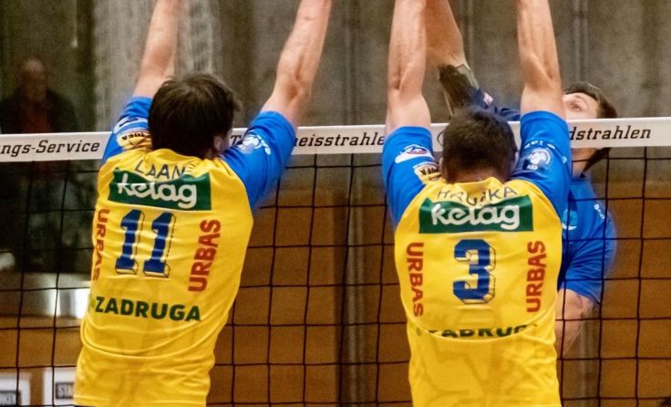 Tomek und Rutecki im Spiel gegen den Meister Foto: Kaufmann
