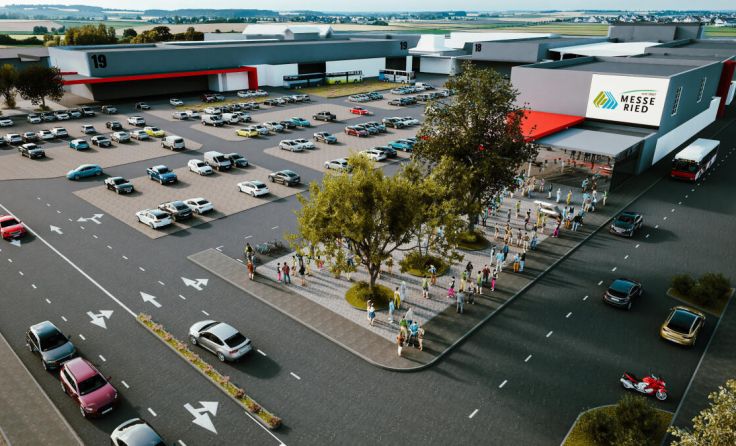 Visualisierung des modernisierten Messezentrums Ried (Foto: Matulik Archtiekten)