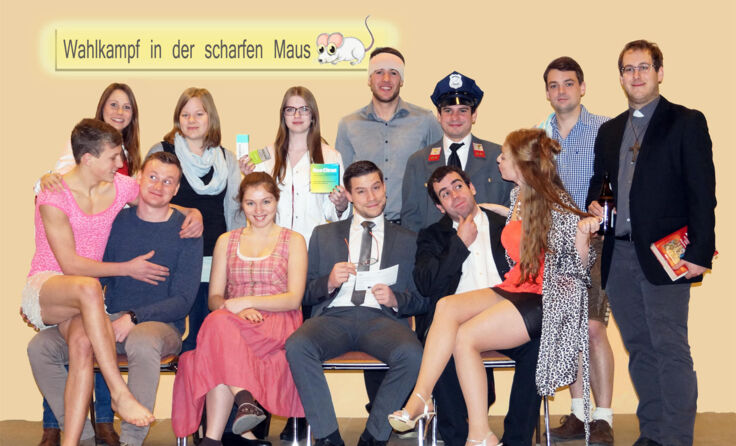 Theaterstück der JVP Japons „Wahlkampf in der scharfen Maus“. (©JVP Japons)