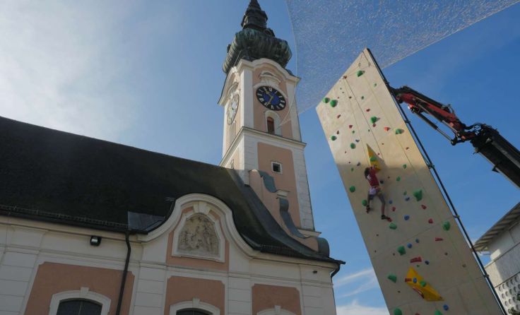 Mut beweisen und die Mobile Kletterwand erklimmen Foto: Alpenverein Grieskirchen